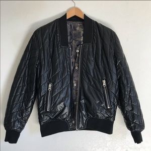 BlankNYC Reversible Bomber Jacket, Black & Army